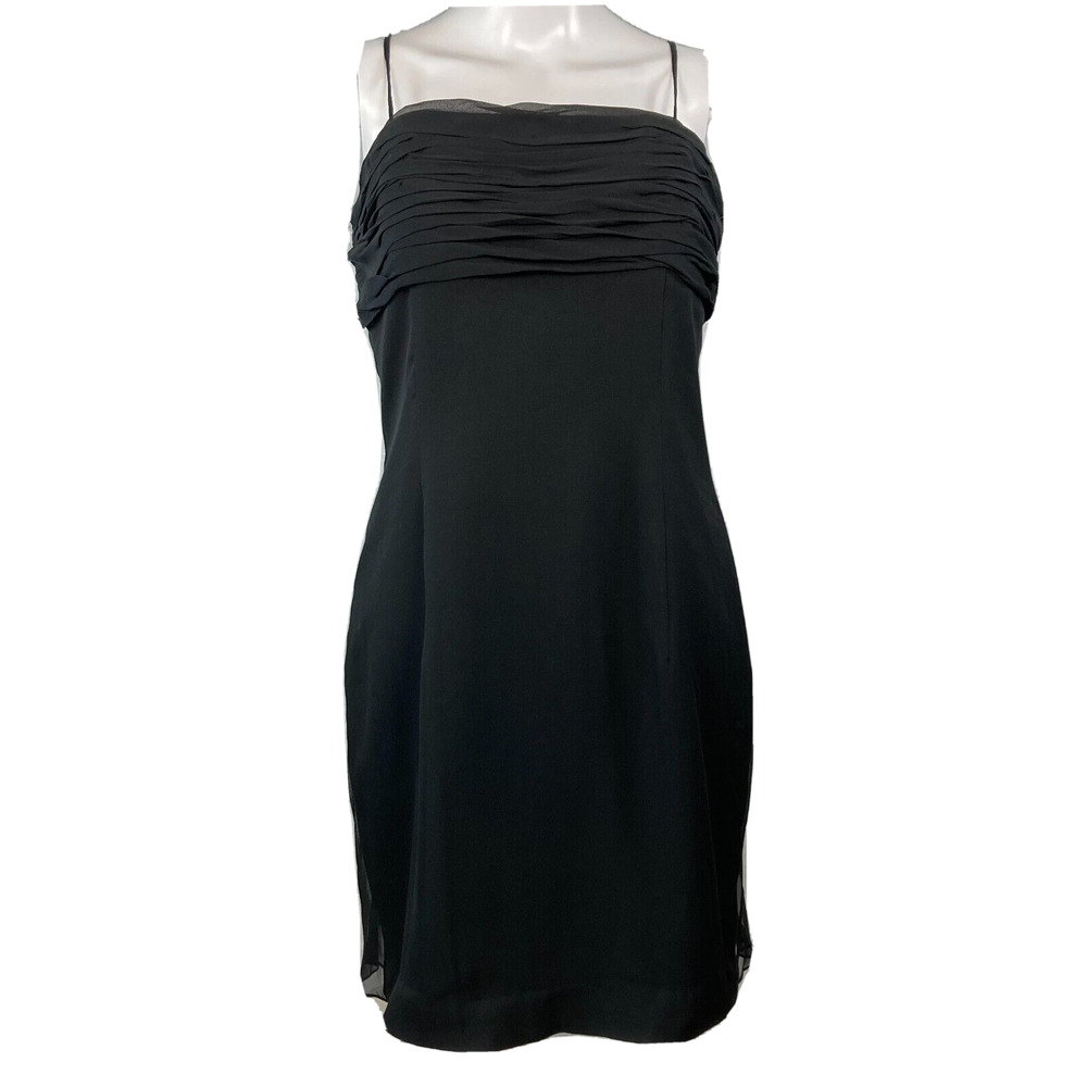 NWT Ann Taylorâ Dress Womens Sz 8 Black 100% Silk Chiffon Sleeveless Sheath $218